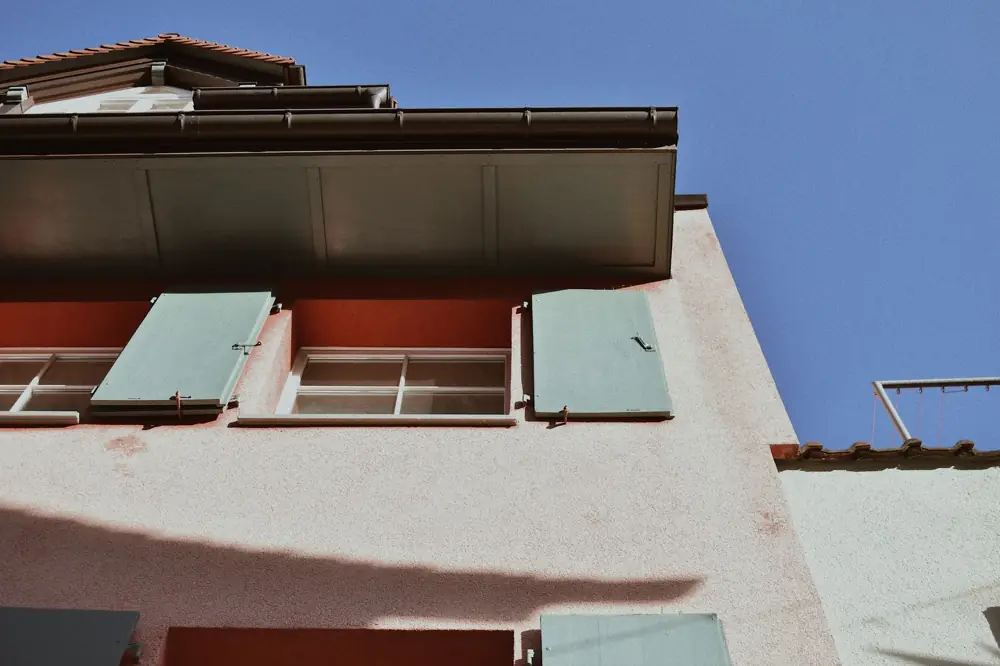Home exterior showing roof and gutters